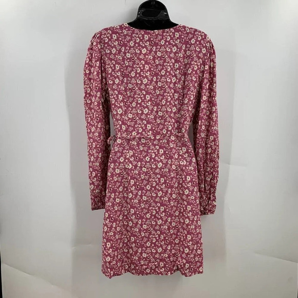 Elodie Women's Long Sleeve Floral V-Neck Tie Wrap‎ Mini Dress Size S NWT - Picture 2 of 12